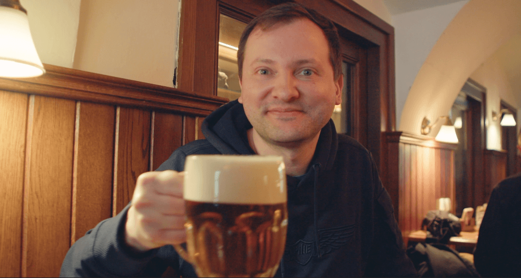 Photo of Michal in a brewery